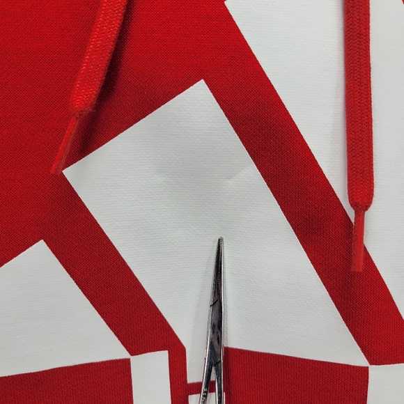 Adidas Big Logo Pullover Athletic Hoodie Mens 2XL XXL Red White Cotton IJ8911 - Picture 4 of 8